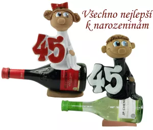 Figurka na víně k narozeninám s číslem 45
