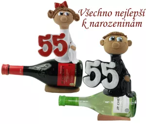 Figurka na víně k narozeninám s číslem 55