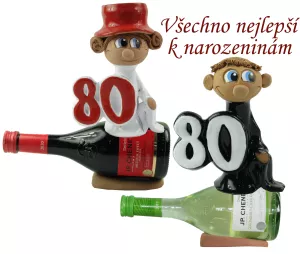 Figurka na víně k narozeninám s číslem 80
