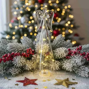 💛 Svítící Skleněný Anděl Strážný s Teplým Světlem ✨