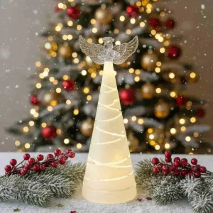 🤍 Svítící skleněný anděl: bílá elegance a teplé Světlo 🌟