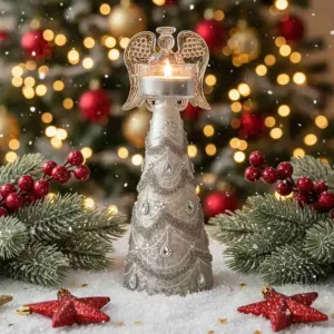 🕯️ Svícen anděl : skleněný andělíček na čajovou svíčku 😇