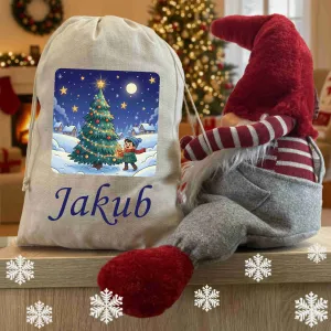 🎁 Vánoční látkový vak pro kluka se jménem