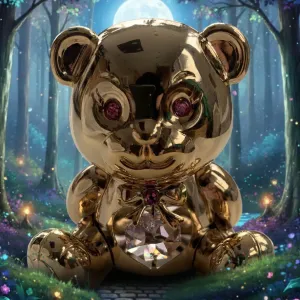 Pozlacená figurka Medvídka s růžovými krystaly