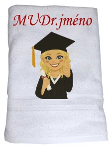 Osuška pro studentku se jménem a titulem MUDr.