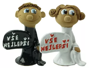 Figurka muže nebo ženy s nápisem vše nejlepší.