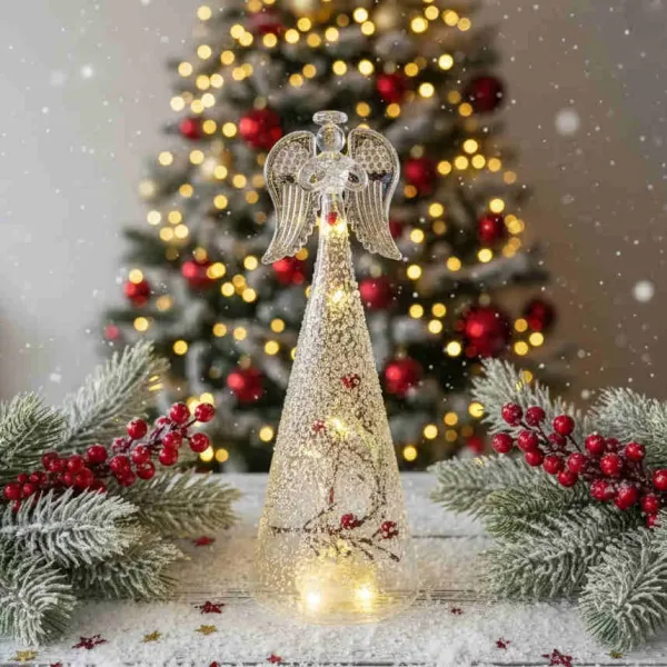 ✨ Svítící skleněný anděl s vnitřní dekorací a  Světlem 😇