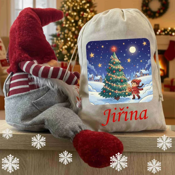 🎁 Vánoční látkový vak pro holčičku se jménem