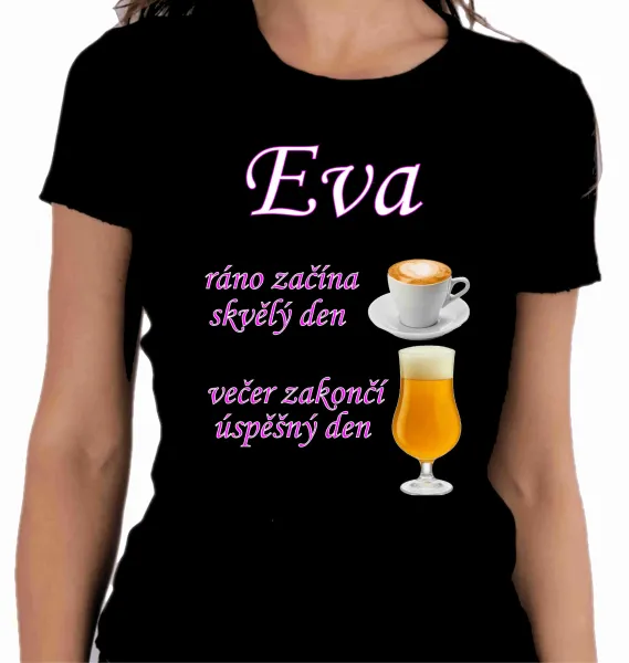 ☕🍻 Personalizované Dámské Tričko | Ráno Káva, Večer Pivo! 💖
