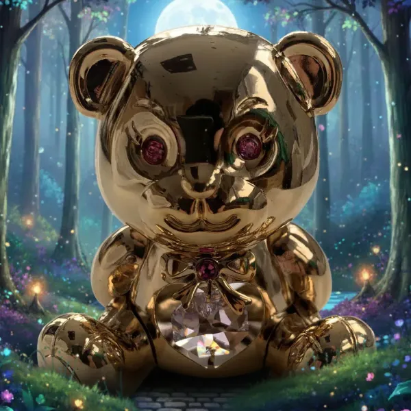 Pozlacená figurka Medvídka s růžovými krystaly