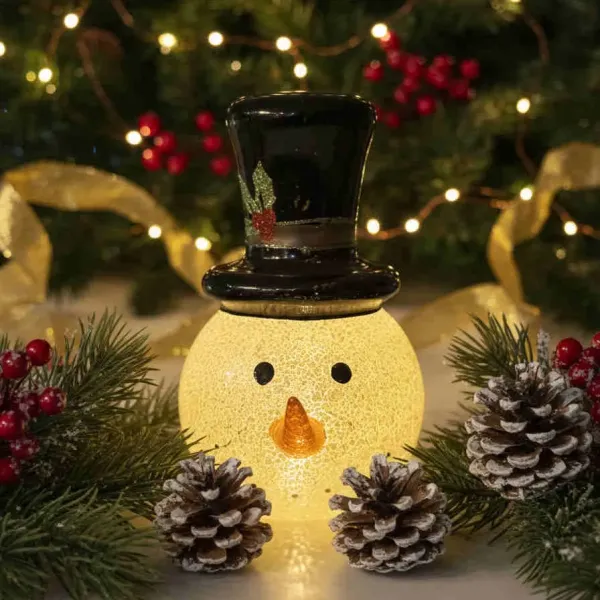 ⛄ Svítící Skleněný Sněhulák s Černým Kloboukem 🎩