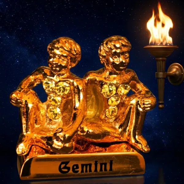 Pozlacená figurka Znamení BLÍŽENCI – Dualita a Harmonie