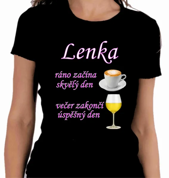 ☕ Personalizované Dámské Tričko | Ráno Káva, Večer  Víno! 💖