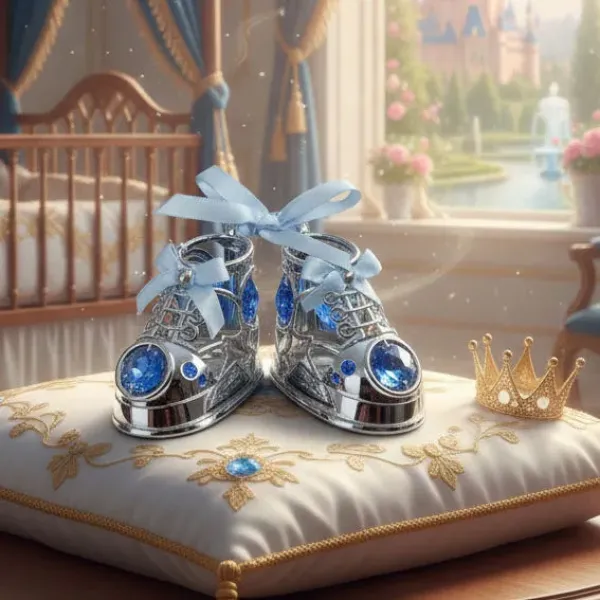 Postříbřená dekorace Dětské botičky se Swarovski krystaly