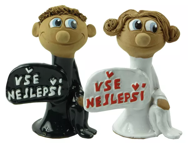 Figurka muže nebo ženy s nápisem vše nejlepší.