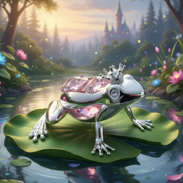 Postříbřená dekorace Žabka s korunkou