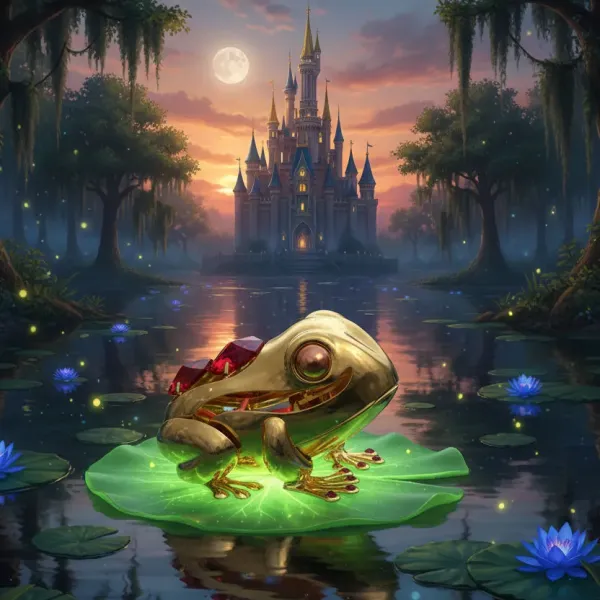 Pozlacená dekorace Žába s rubínovými Swarovski krystaly